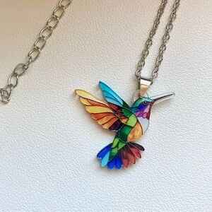 Colorful Hummingbird Pendant Necklace